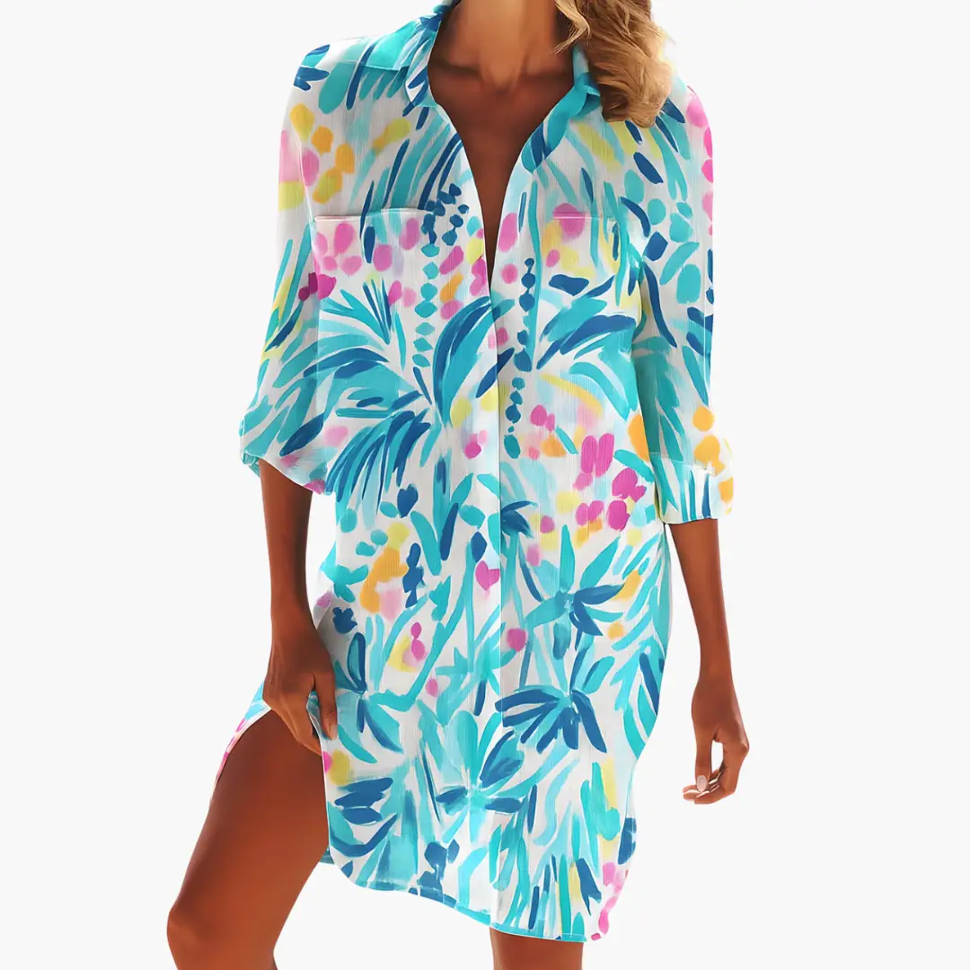 Women's Tropical Print Casual Loose Summer Dress