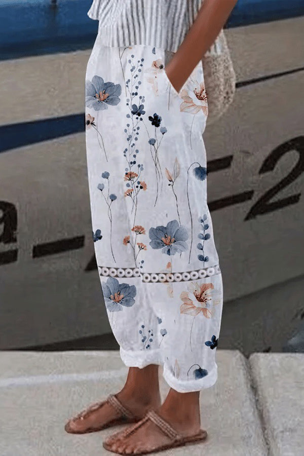 Pantalon Palazzo Décontracté à Motifs Pour Femme