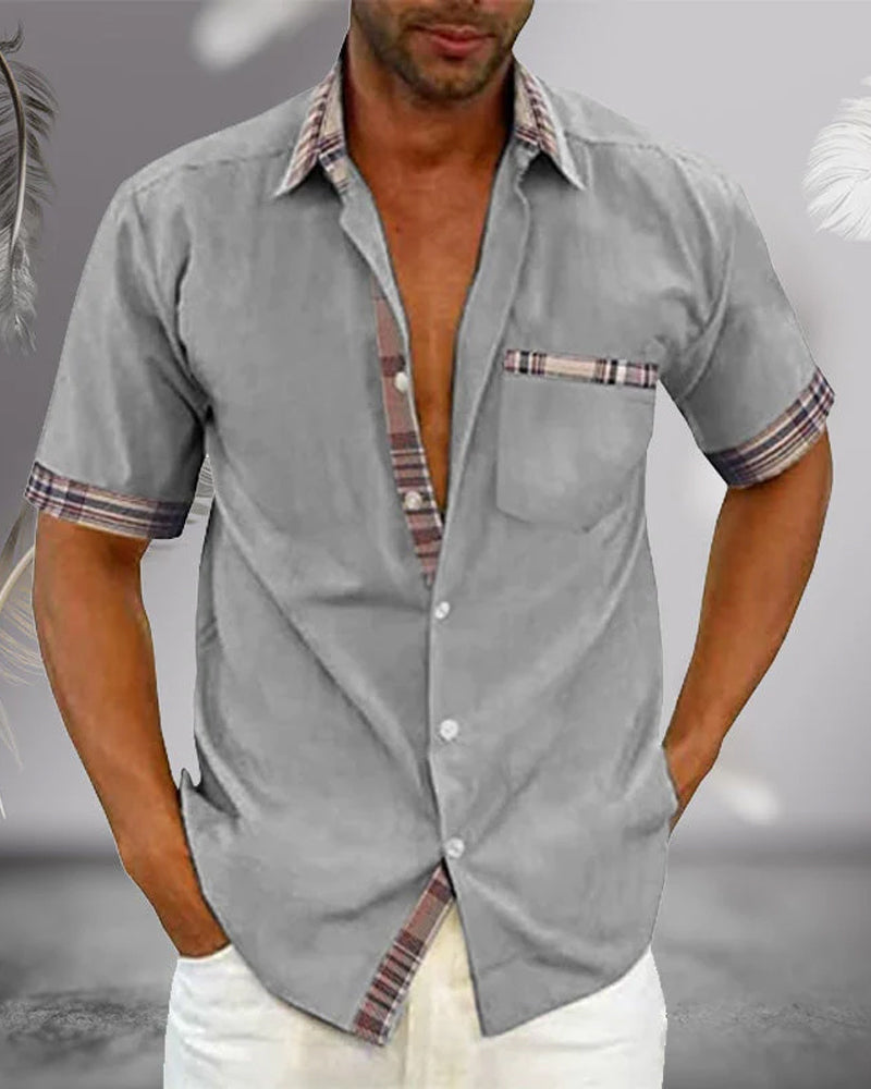 Casual Short-Sleeve Button-Up Summer Style Shirt for Men