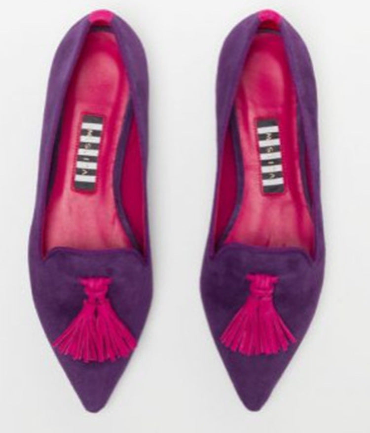 Women's Slip-On Pointed-Toe Loafers with Tassels