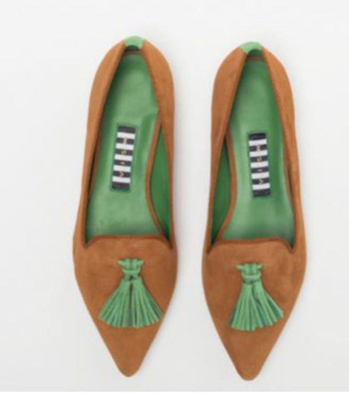 Women's Slip-On Pointed-Toe Loafers with Tassels