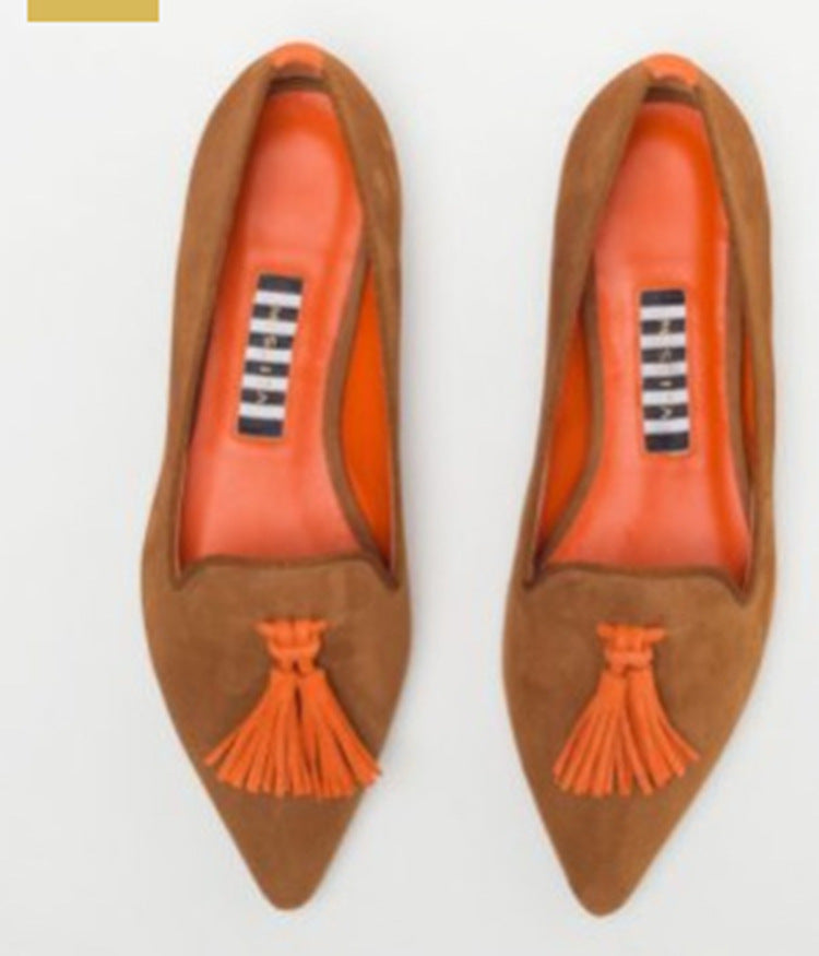 Women's Slip-On Pointed-Toe Loafers with Tassels