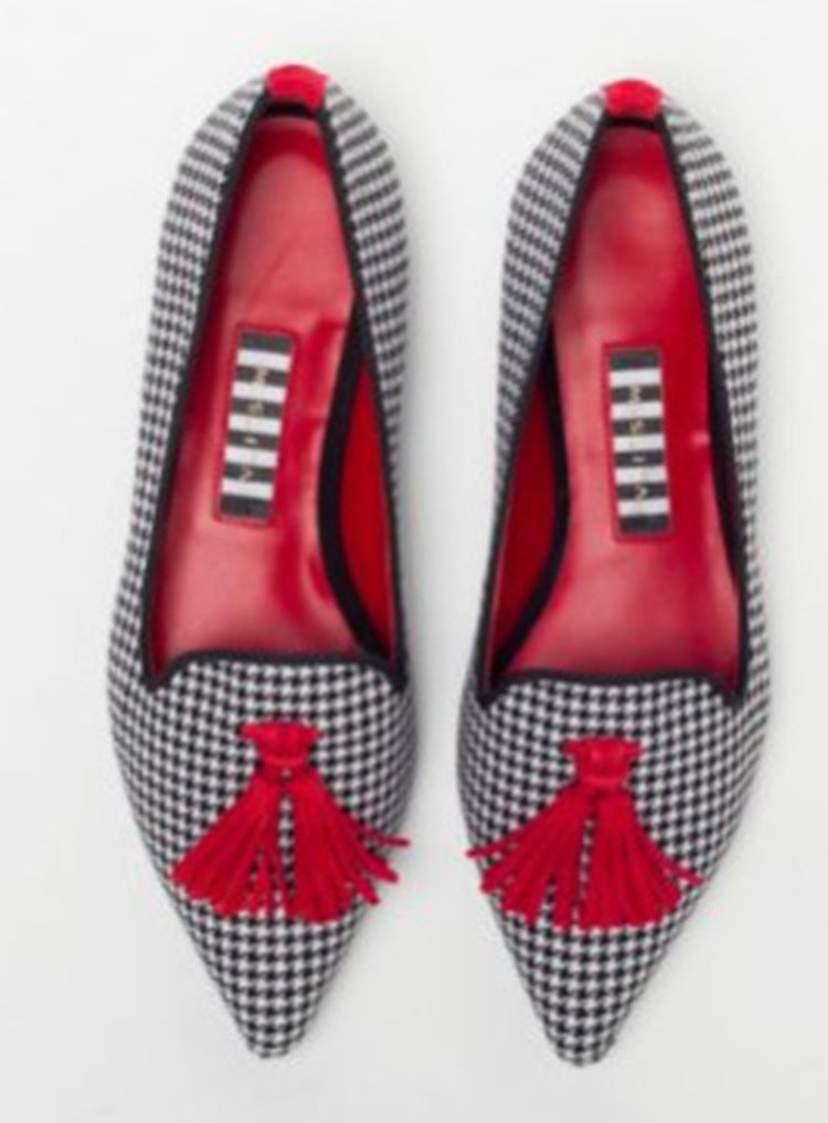 Women's Slip-On Pointed-Toe Loafers with Tassels