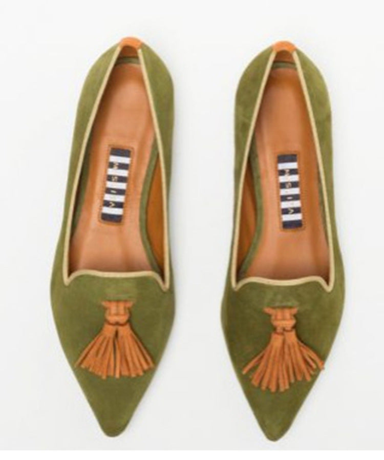 Women's Slip-On Pointed-Toe Loafers with Tassels