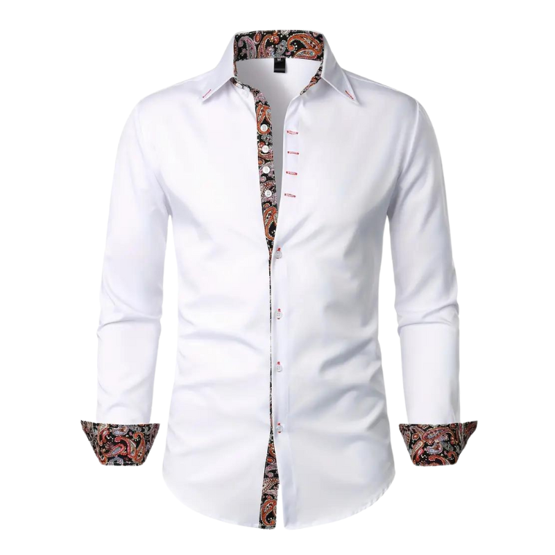 Men's Casual Slim Fit Button-Down Shirt with Long Sleeves