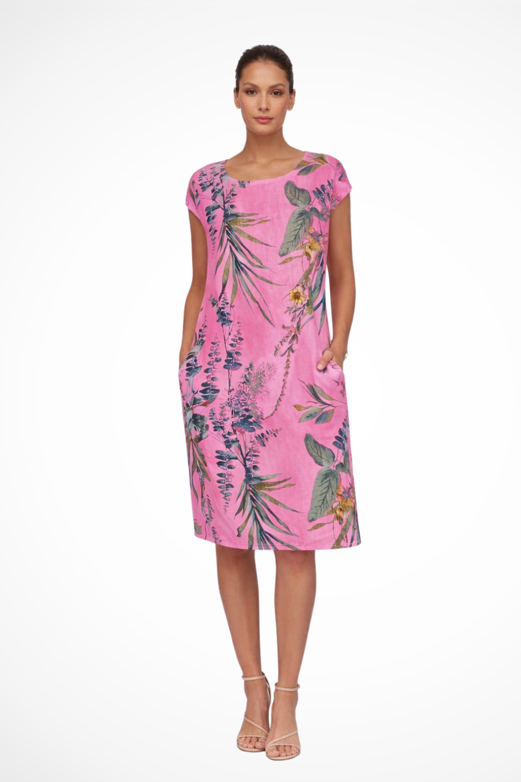 Vestido de verano fluido estampado botánico para mujer