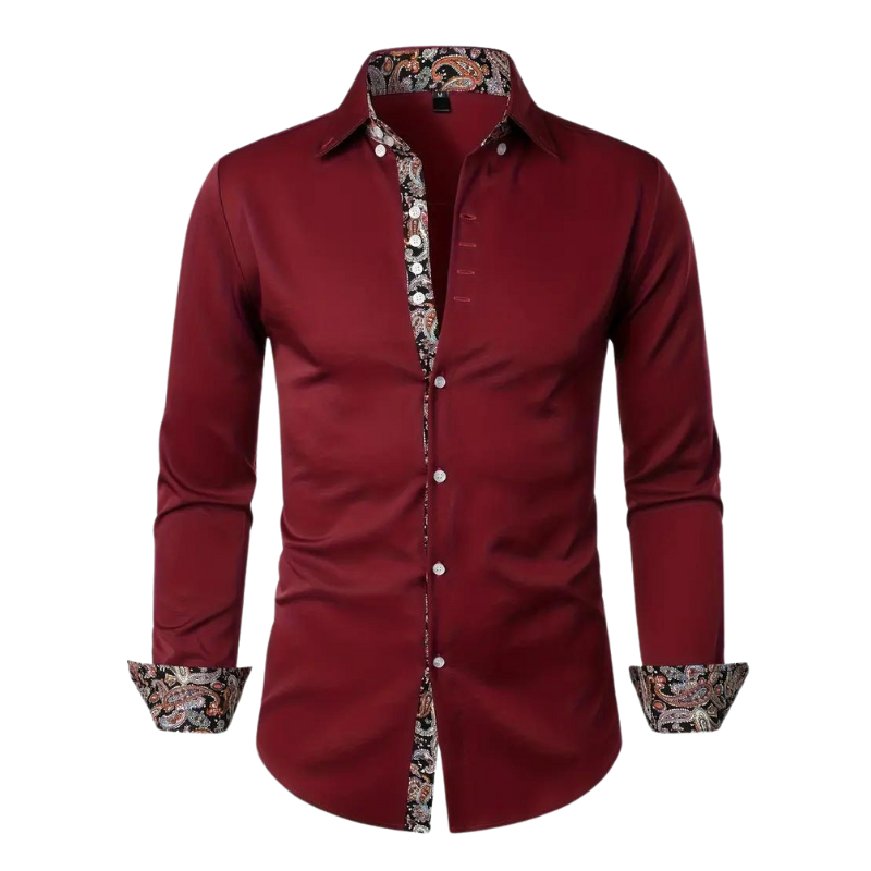 Men's Casual Slim Fit Button-Down Shirt with Long Sleeves
