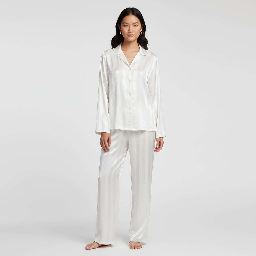 Ensemble Pyjama Satiné Femme Chemise et Pantalon
