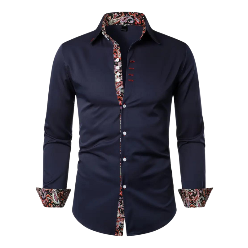 Men's Casual Slim Fit Button-Down Shirt with Long Sleeves