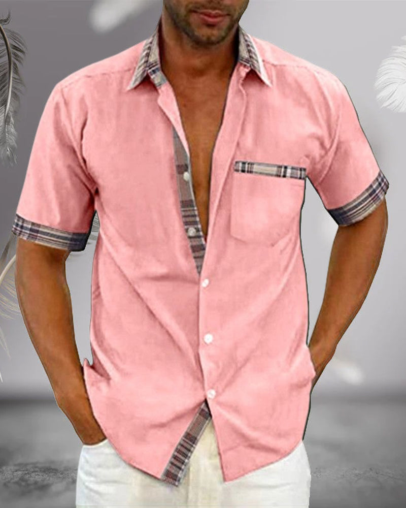 Casual Short-Sleeve Button-Up Summer Style Shirt for Men