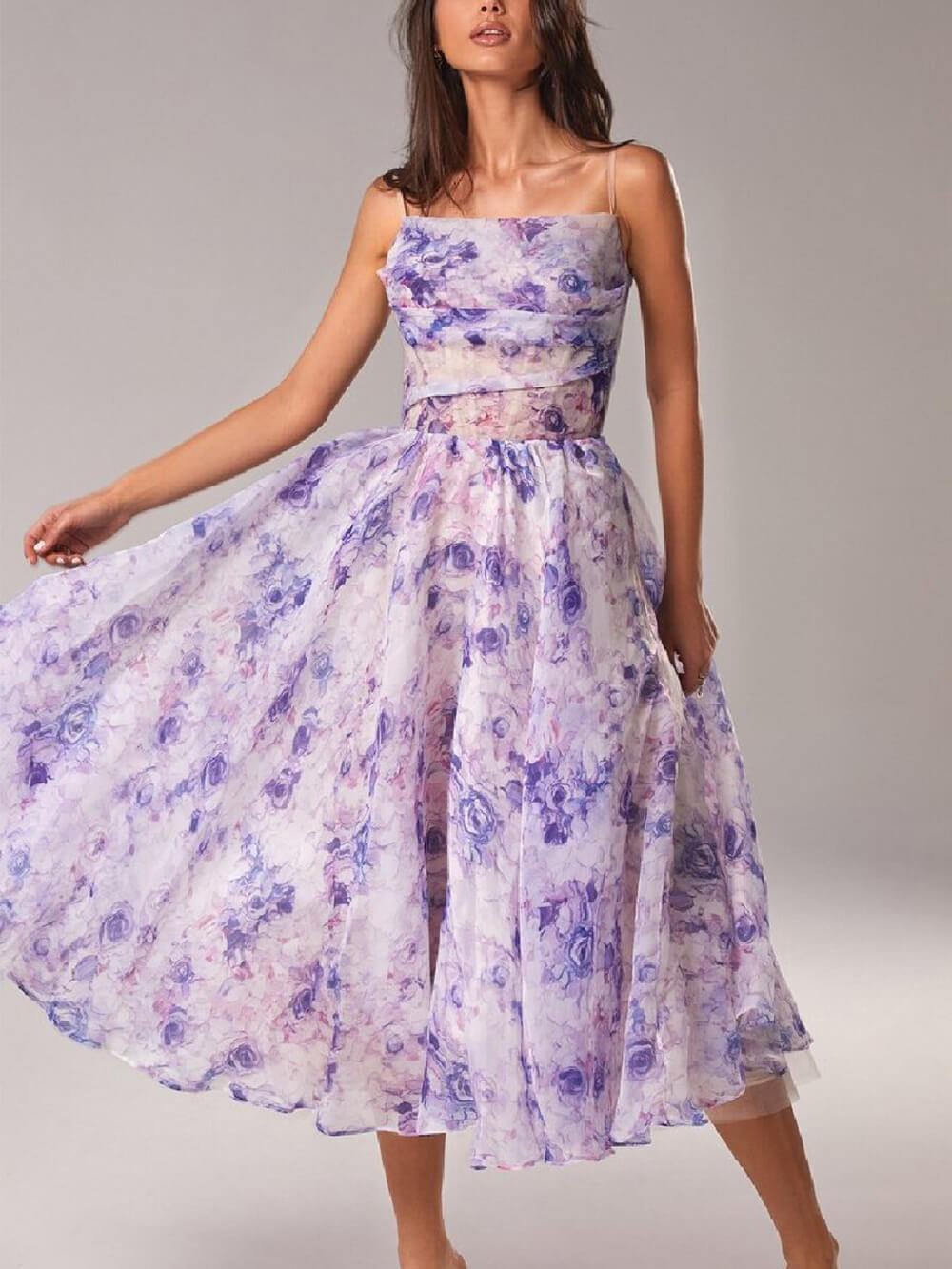 Vestido midi estampado trapecio para mujer