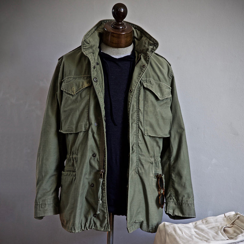 Veste Field Militaire Homme Stylée avec Fermeture Zippée, Col Montant et Multiples Poches