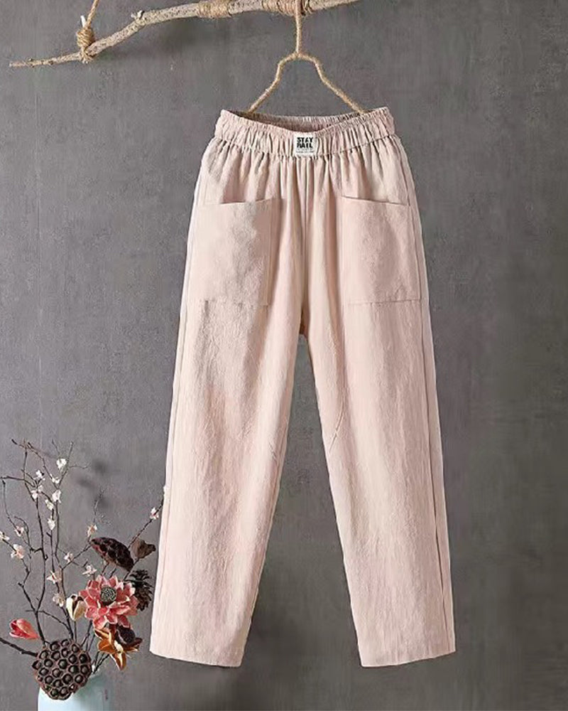 Pantalon Décontracté Taille Haute à Jambes Droites Pour Femme