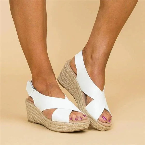 Sandales Compensées à Brides Croisées Confortables pour Femme