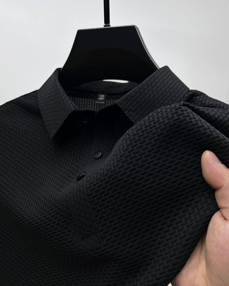 Men's Textured Elegant Short Sleeve Polo