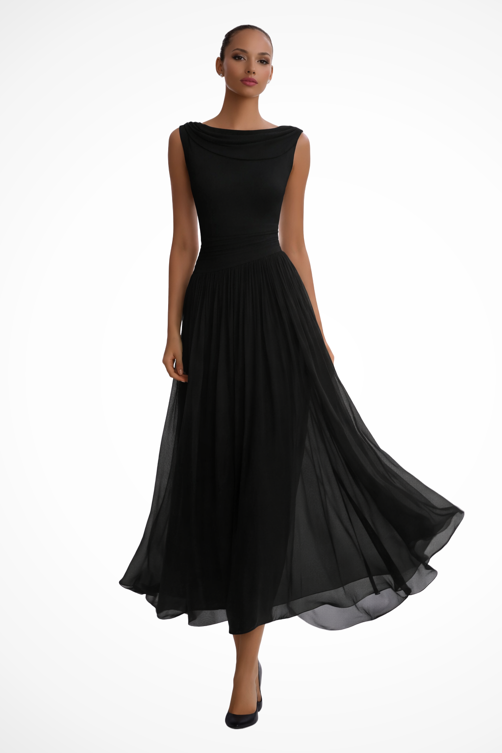 Robe Midi Élégante Sans Manches pour Femme