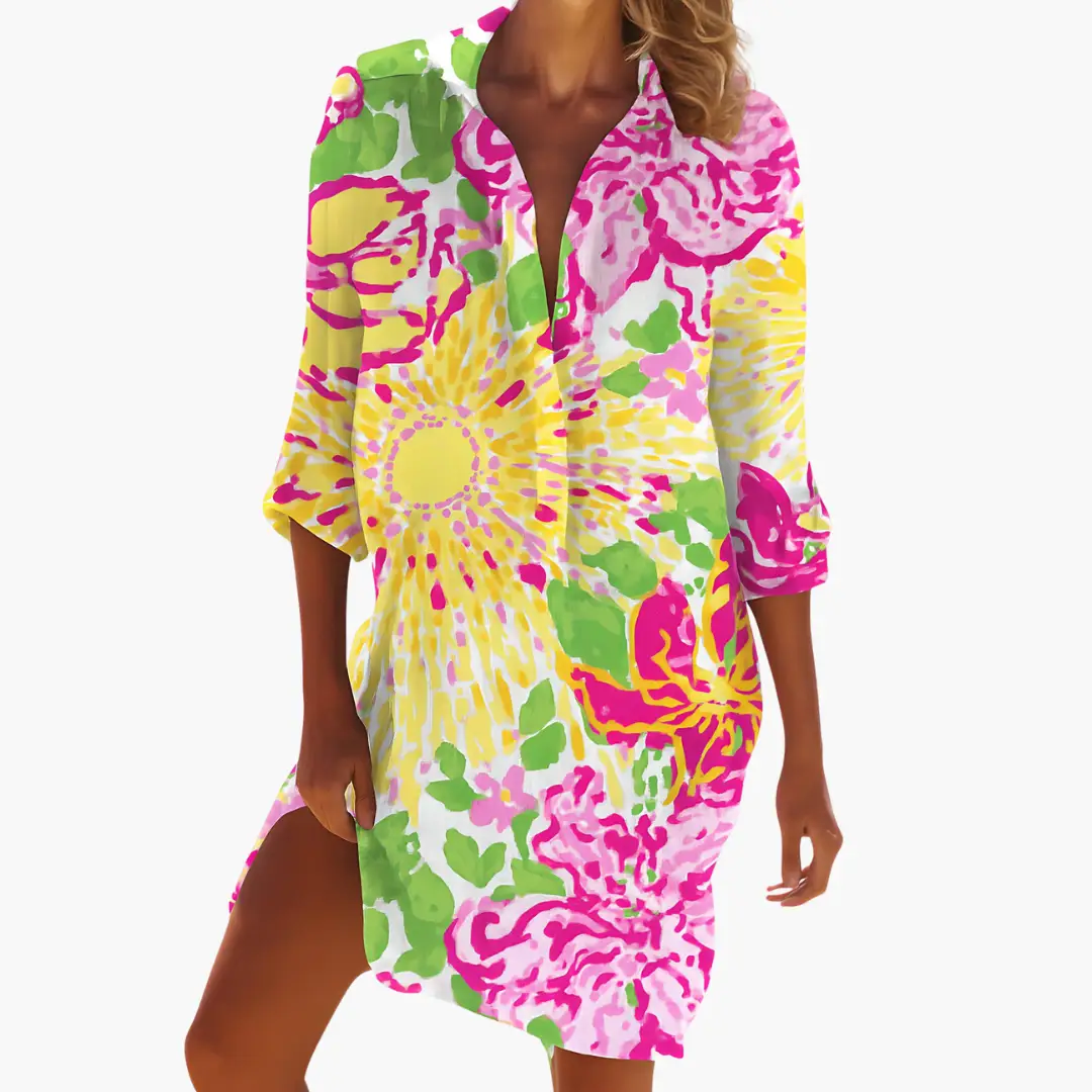 Women's Tropical Print Casual Loose Summer Dress