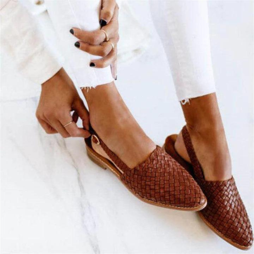 Mocassins Ouverts Tressés Femme Style Décontracté
