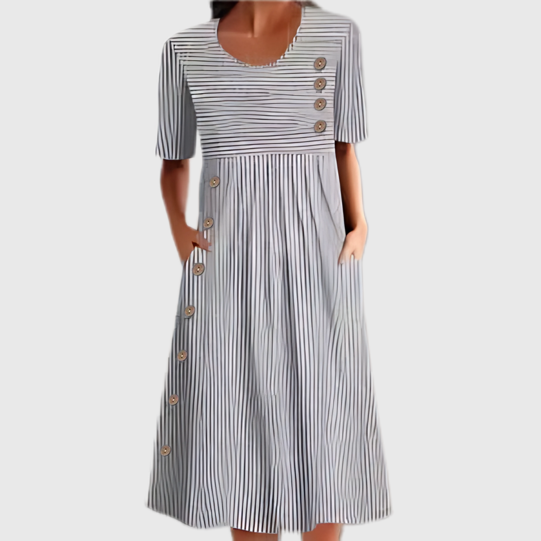 Robe Midi Femme à Rayures - Style Décontracté et Élégant