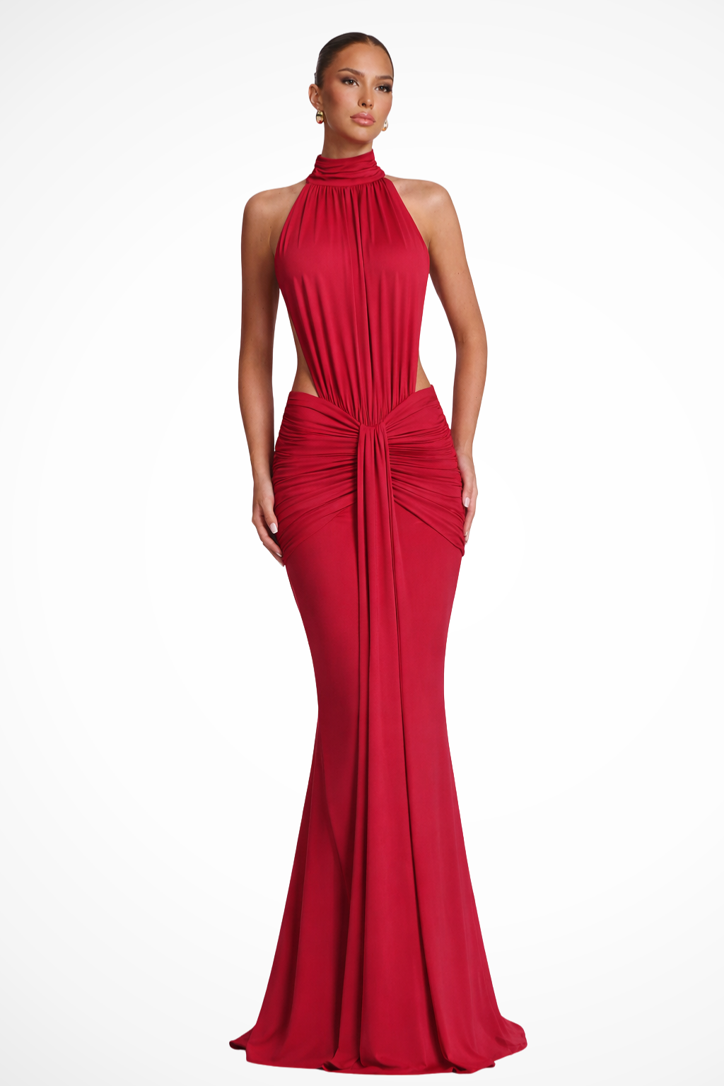 Robe Longue Sirène Dos Nu pour Femme Col Montant de Soirée