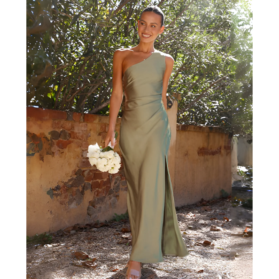 Asymmetric women's maxi dress with elegant slit
