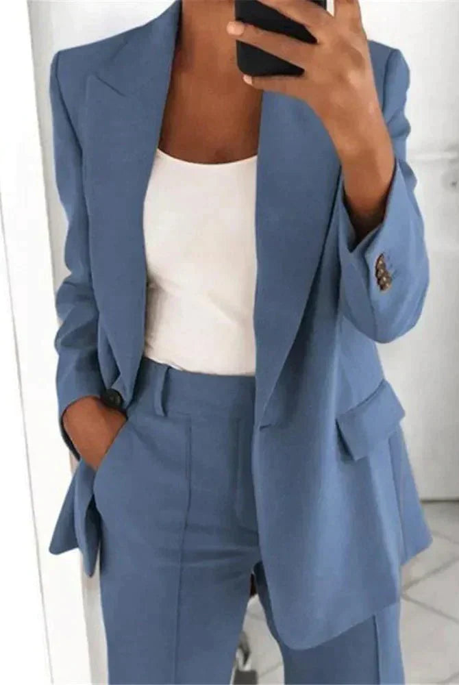 Ensemble 2 Pièces Femme – Veste + Pantalon Taille Haute – Style Élégant Business & Soirée – Coupe Moderne Ajustée