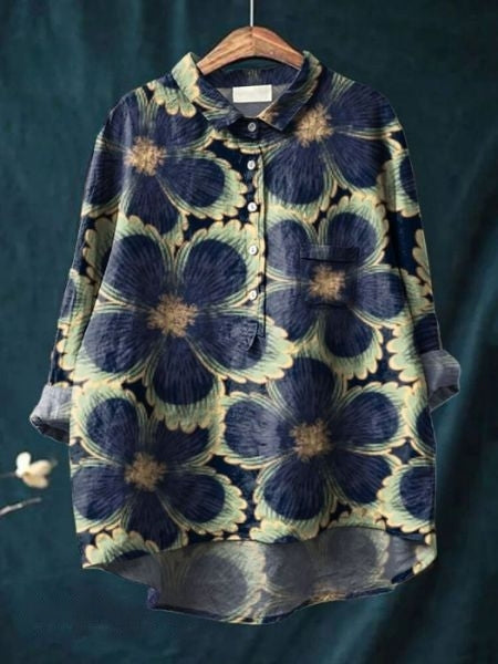 Blusa mujer estampado floral con botones