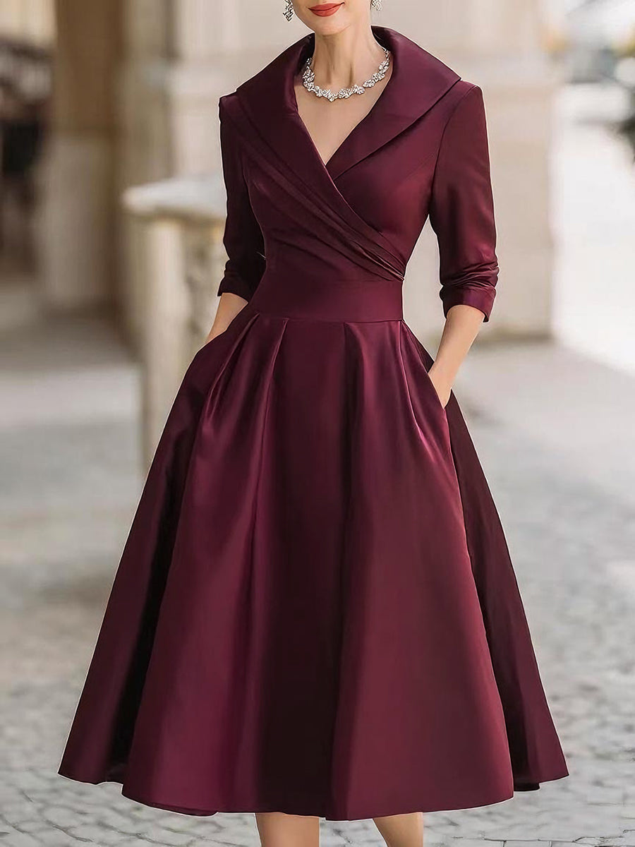Robe Midi Cache-Cœur Femme Coupe Évasée Élégante