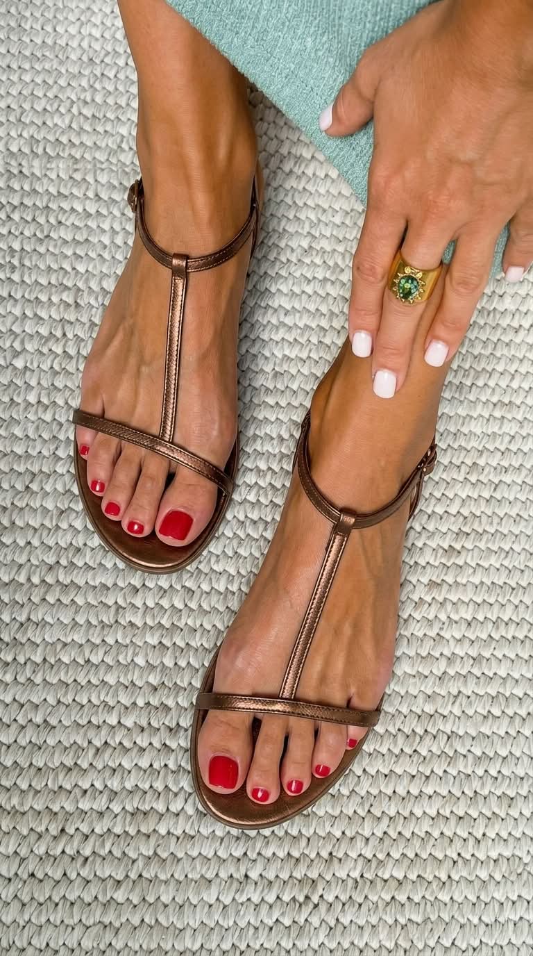 Sandalias de mujer con tira en T minimalistas