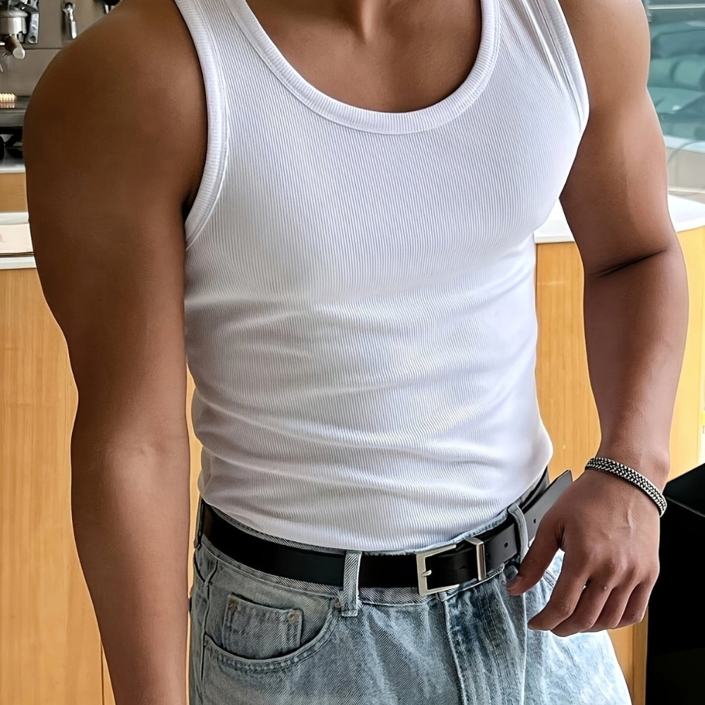Débardeur Ajusté Côtelé pour Homme