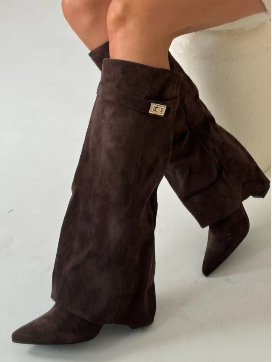 Elegant Women's Knee-High Block-Heel Boots