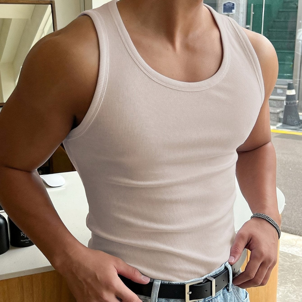Débardeur Ajusté Côtelé pour Homme