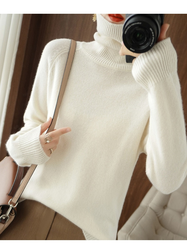 Pull Coupe Élégante et Minimaliste Femme à Col Roulé