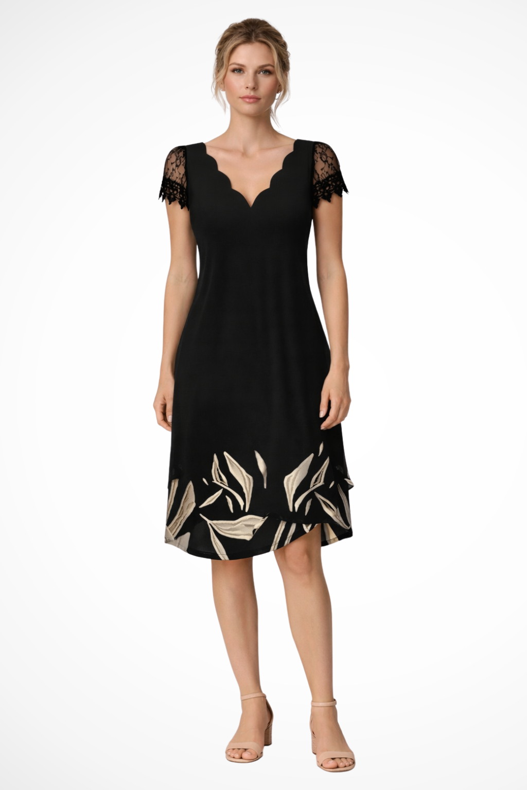 Robe Mi-Longue Femme en Dentelle Élégante
