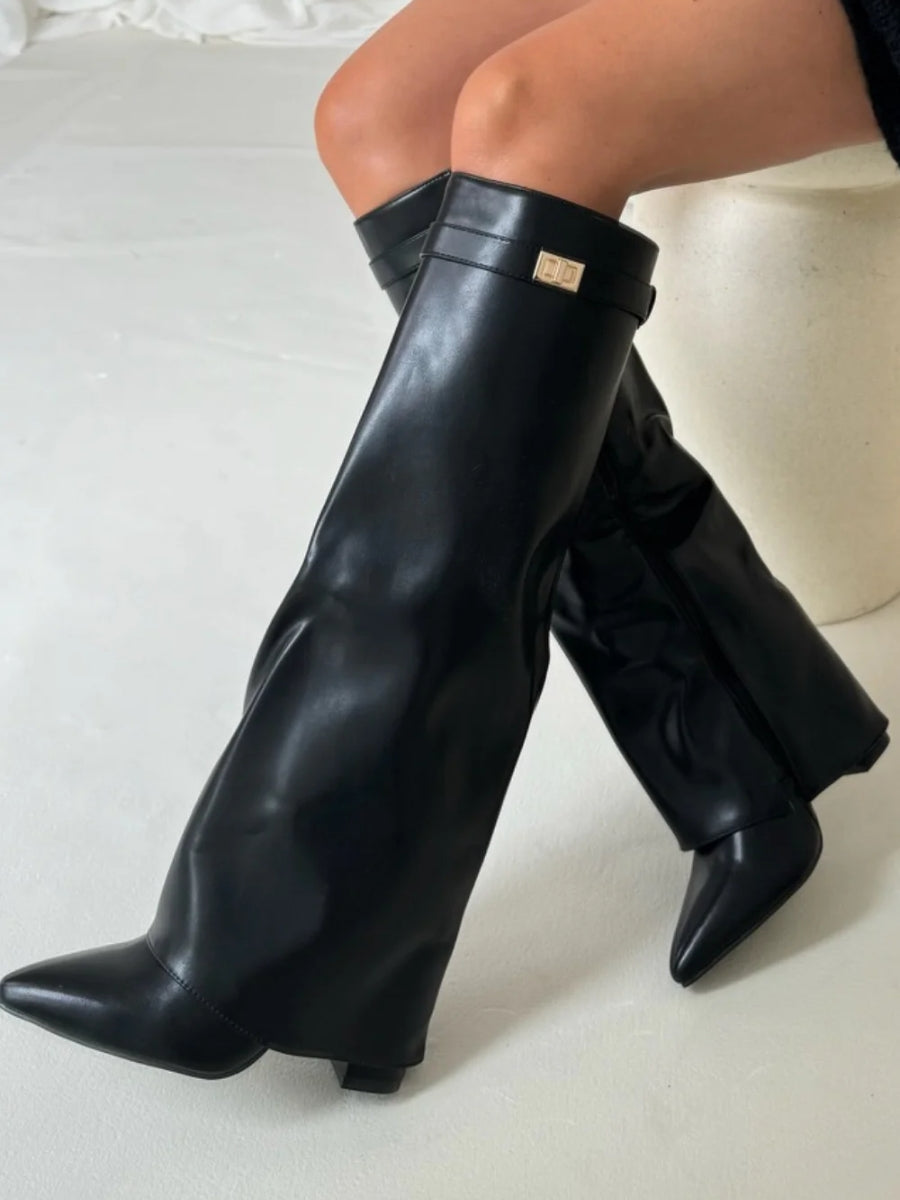 Elegant Women's Knee-High Block-Heel Boots