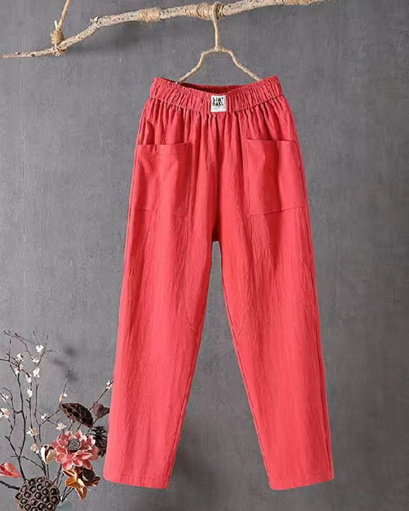 Pantalon Décontracté Taille Haute à Jambes Droites Pour Femme