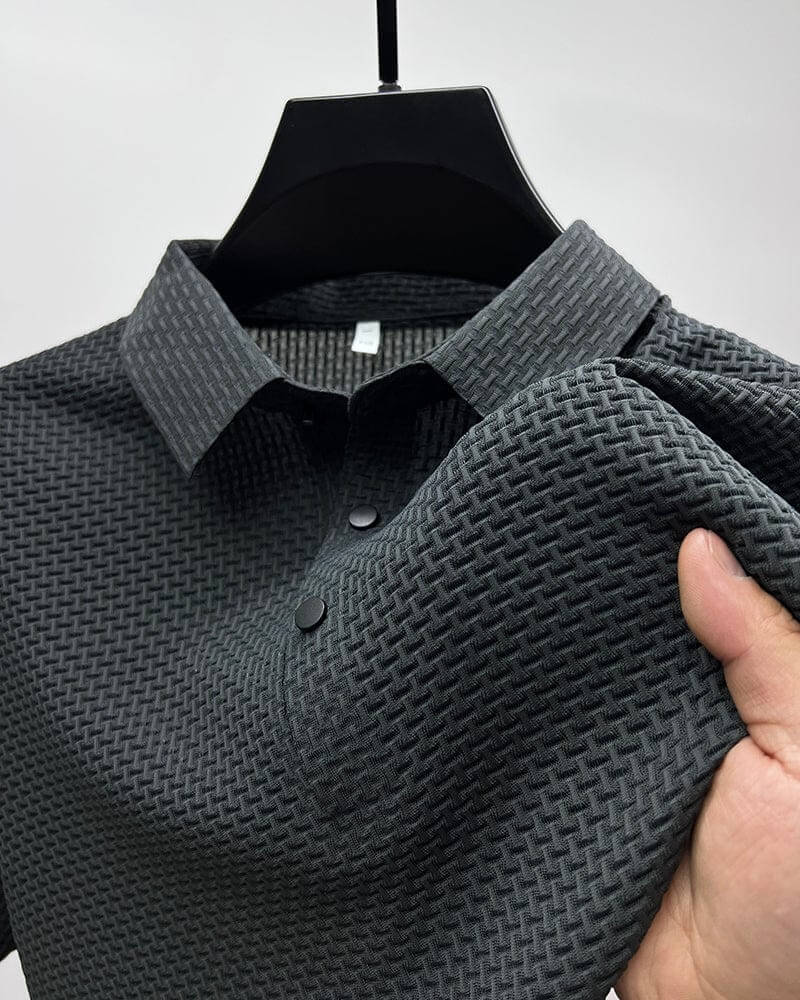 Men's Textured Elegant Short Sleeve Polo