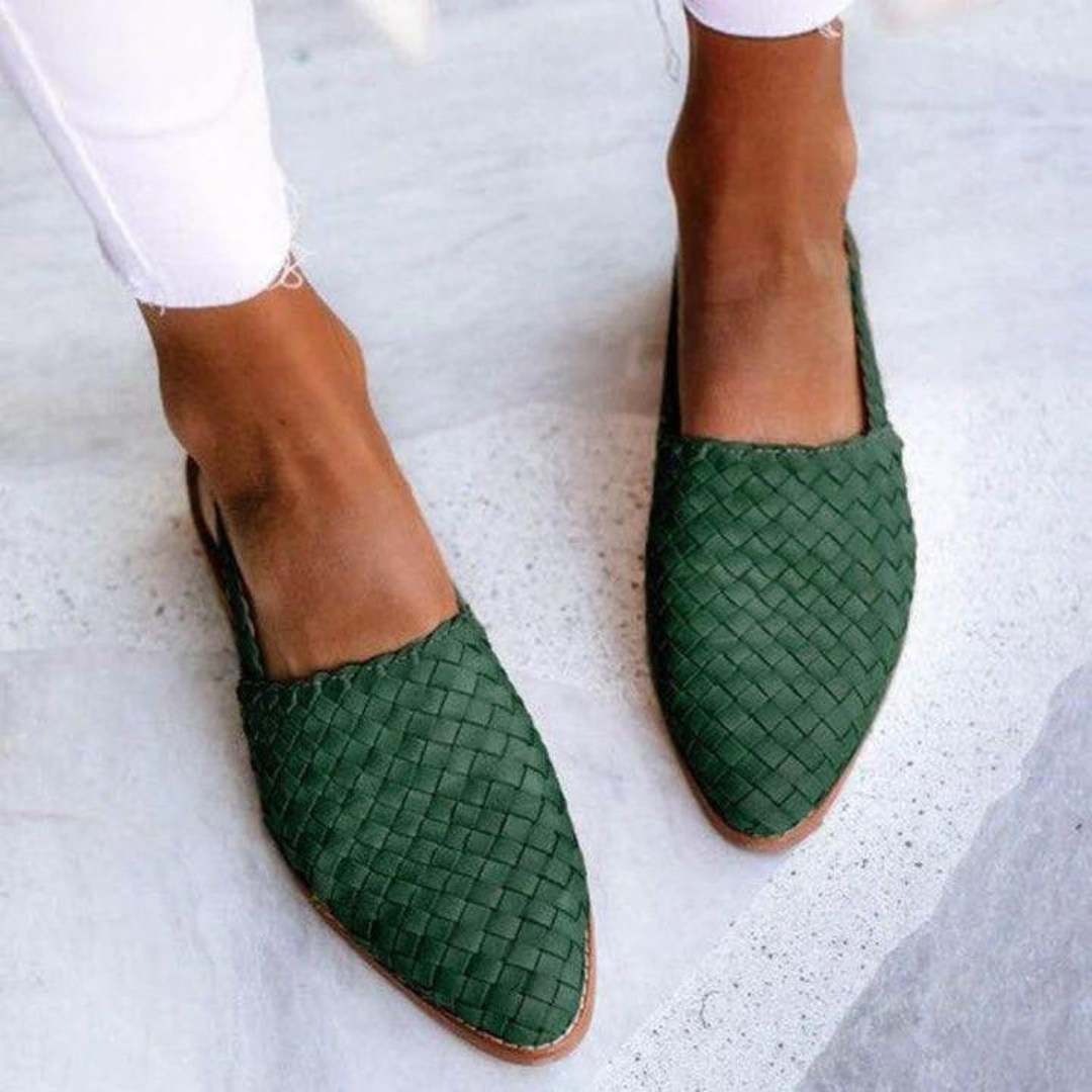 Mocassins Ouverts Tressés Femme Style Décontracté