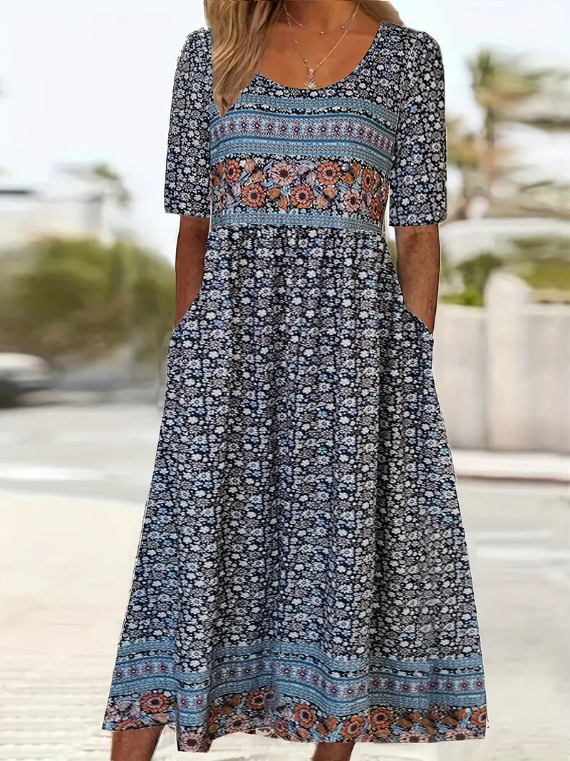 Vestido midi bohemio estampado para mujer
