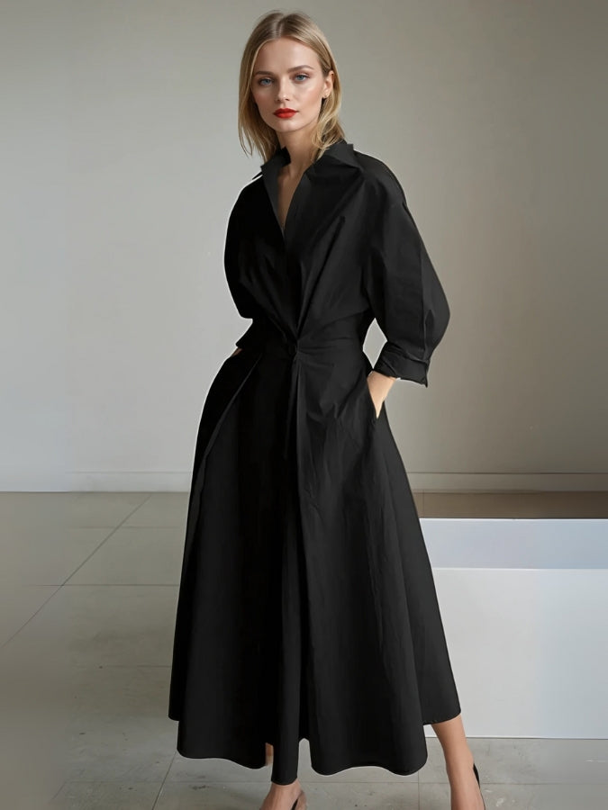 Robe Chemise Plissée Élégante