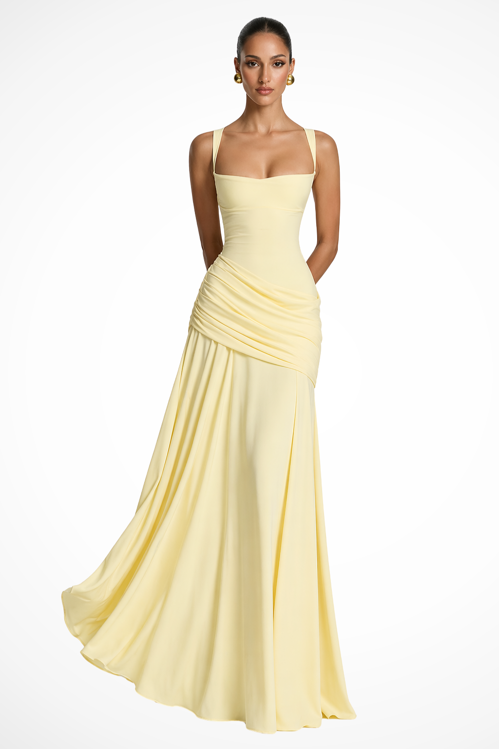 Vestido Maxi con Escote Cuadrado para Mujer Boda