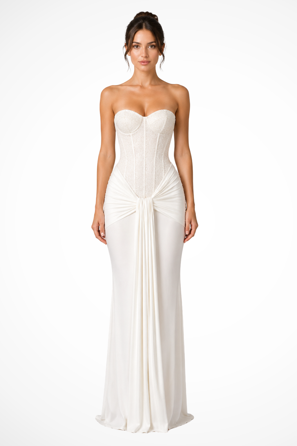 Robe Longue Moulante Bustier Style Corset pour Femme