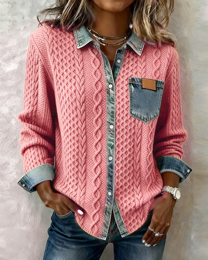 Chemise Pull Femme Torsadée en Denim