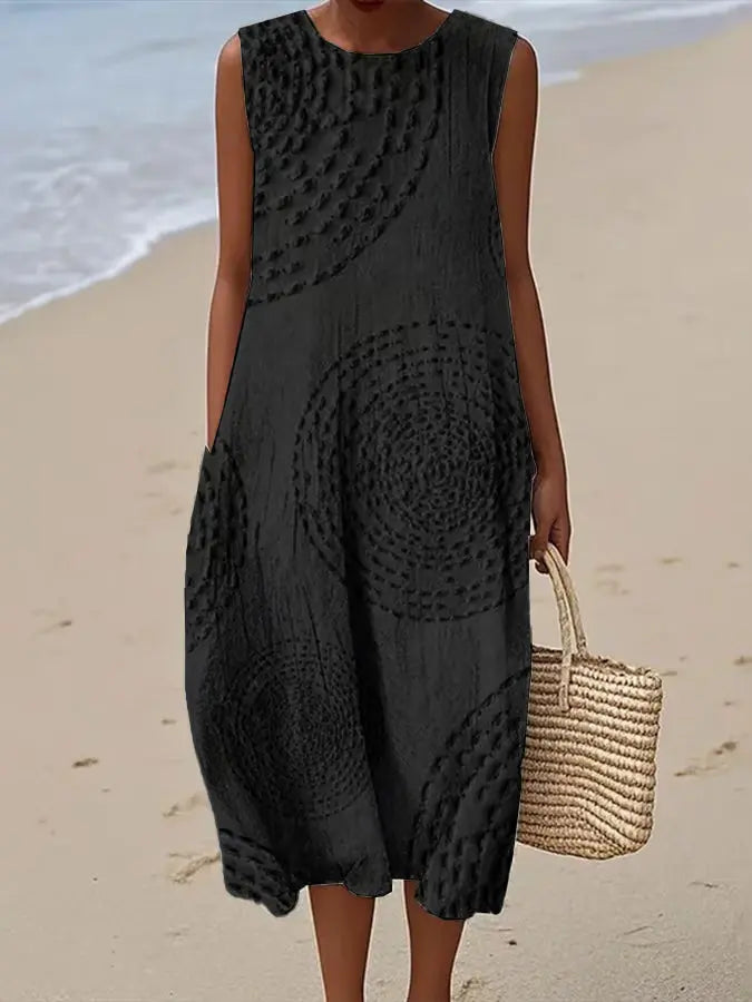 Sleeveless embroidered midi dress for women