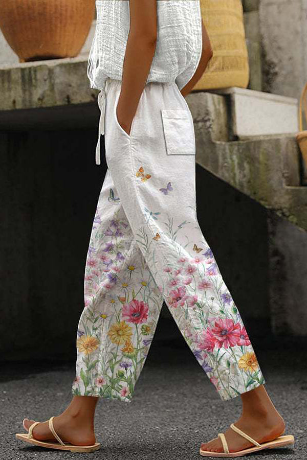 Pantalon Palazzo Décontracté à Motifs Pour Femme