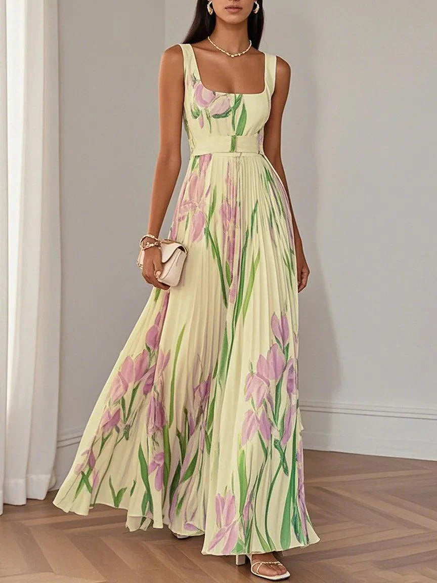 Robe Longue Fluide à Imprimé Floral