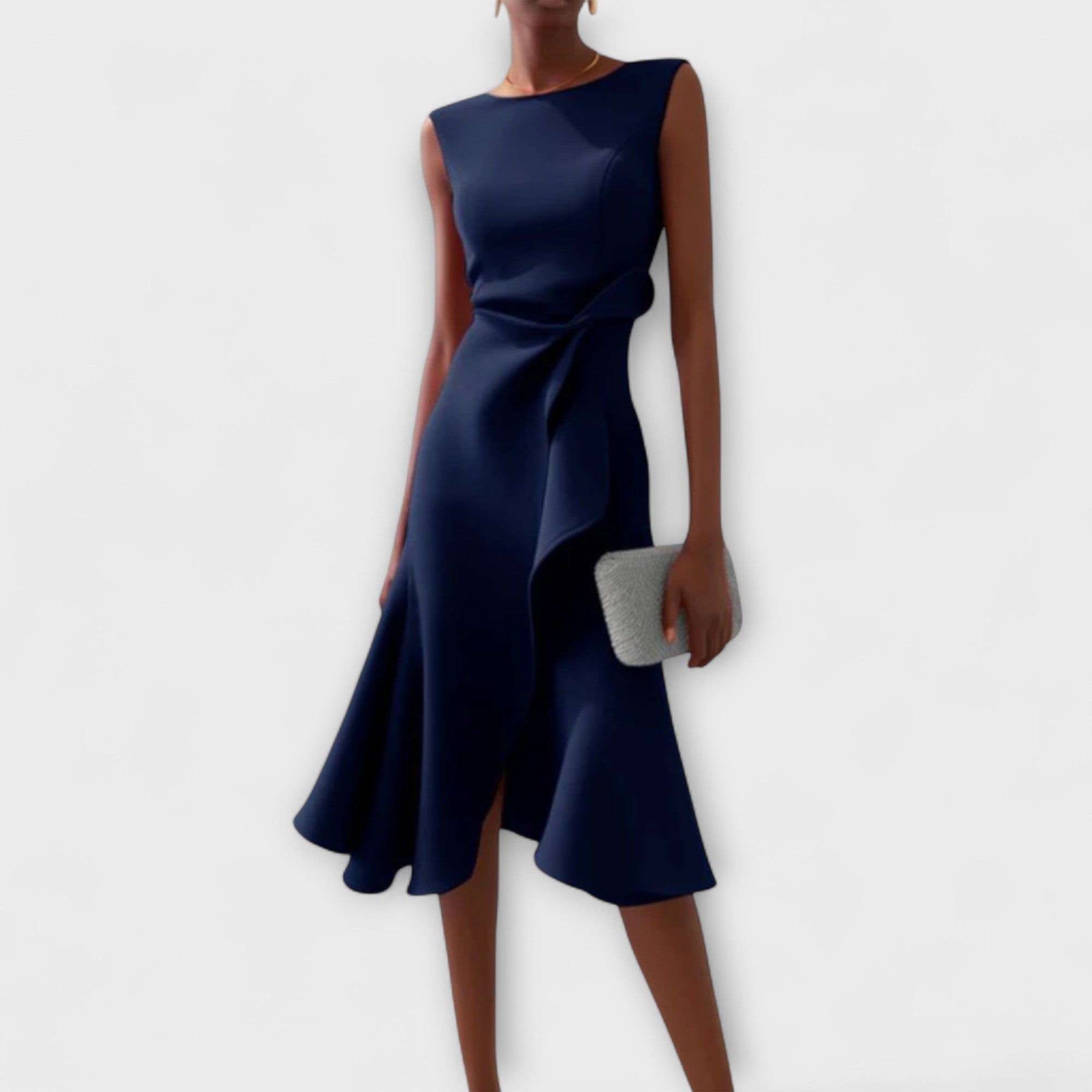 Robe Midi Portefeuille Sans Manches Asymétrique