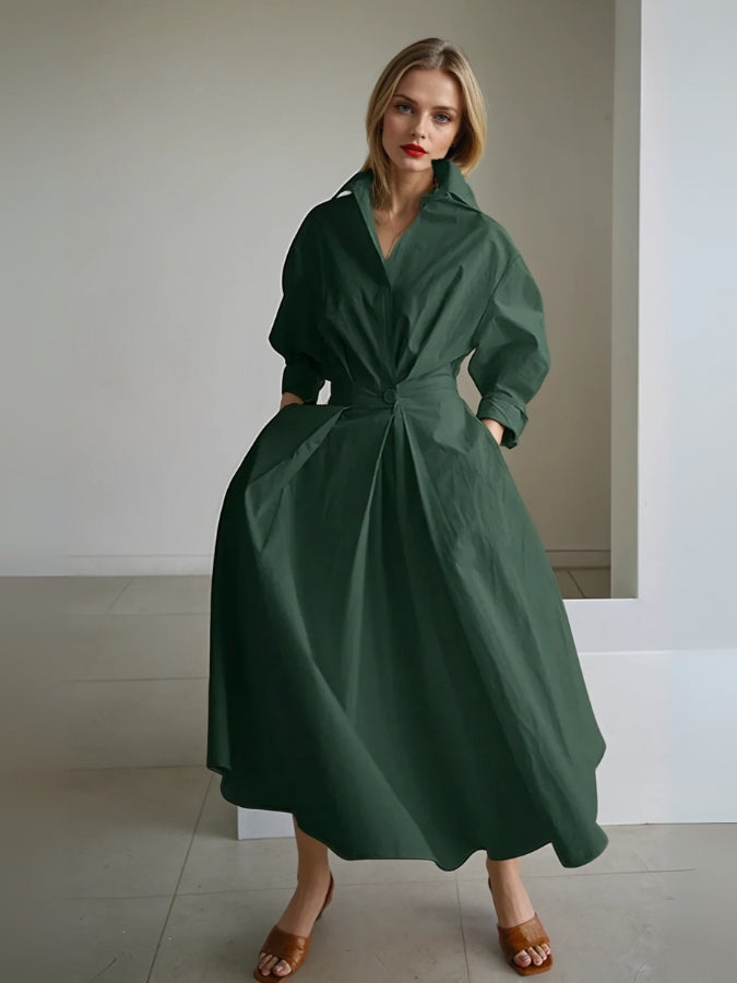 Robe Chemise Plissée Élégante