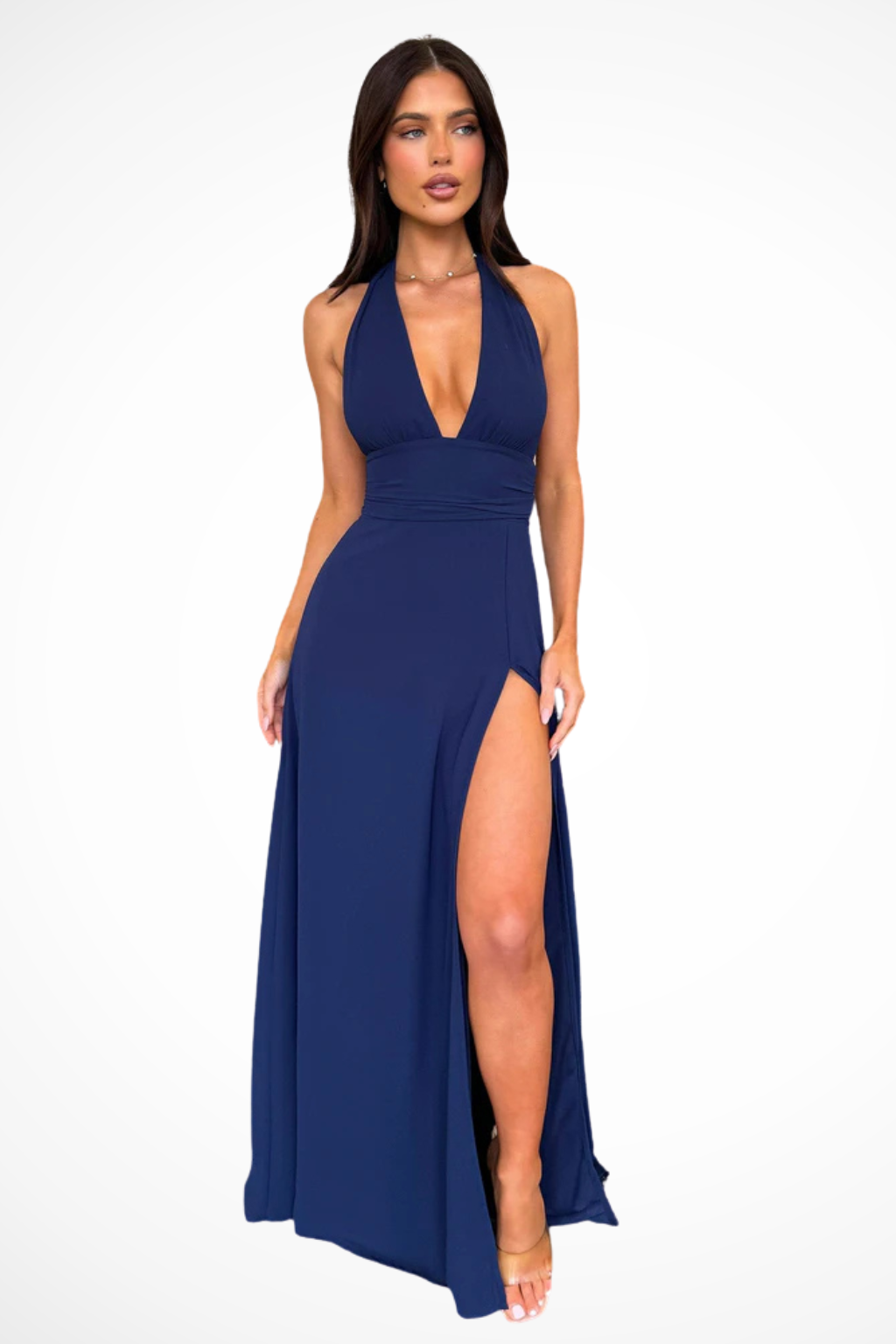 Élégante Robe longue col halter fendue sur le côté