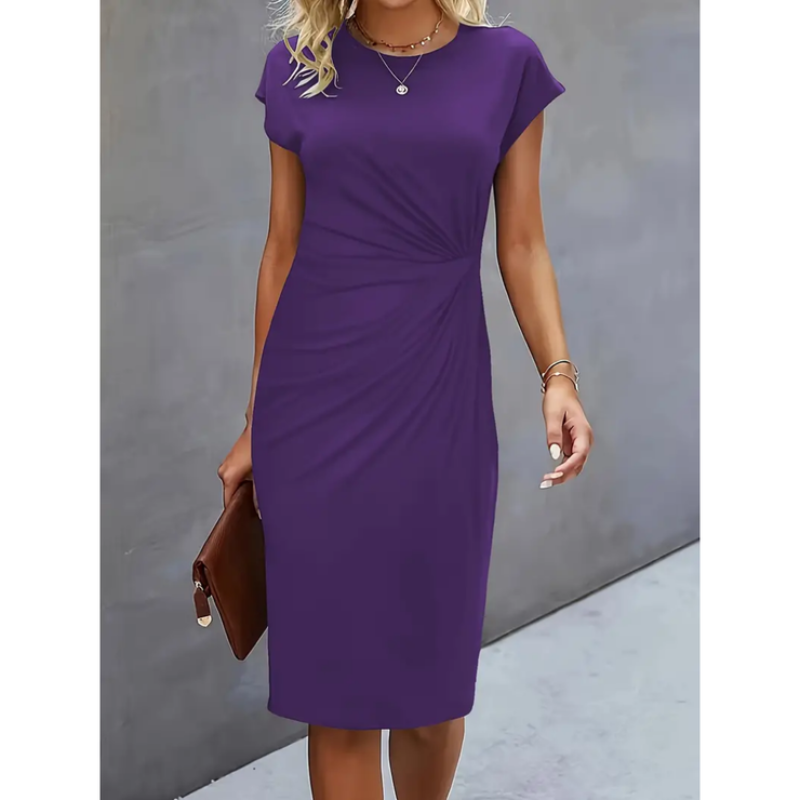 Robe Midi Femme Élégante à Manches Courtes